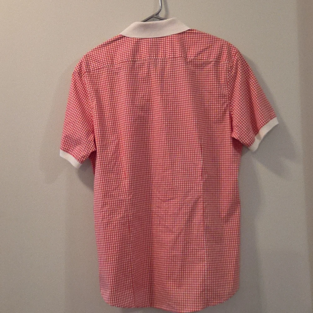 Michael Kors Red Gingham Men's Shirt Size Medium Slim Fit - Picture 3 of 4